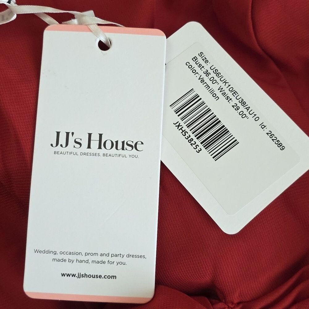 JJ'S House Bess Vermillion Wide Leg Chiffon Halter Jumpsuit Formal - Size 6 - Picture 11 of 12